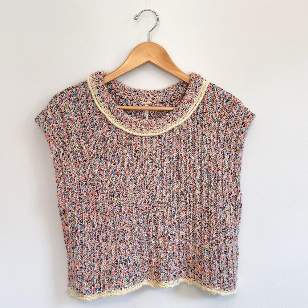 Free People Women's Sweater Vest Size S | Desert Heat Vest Pink Multicolor Cream
